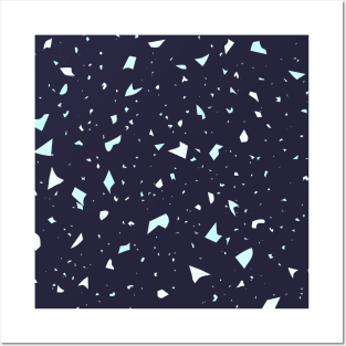 Terrazzo Pattern Navy Blue Posters and Art